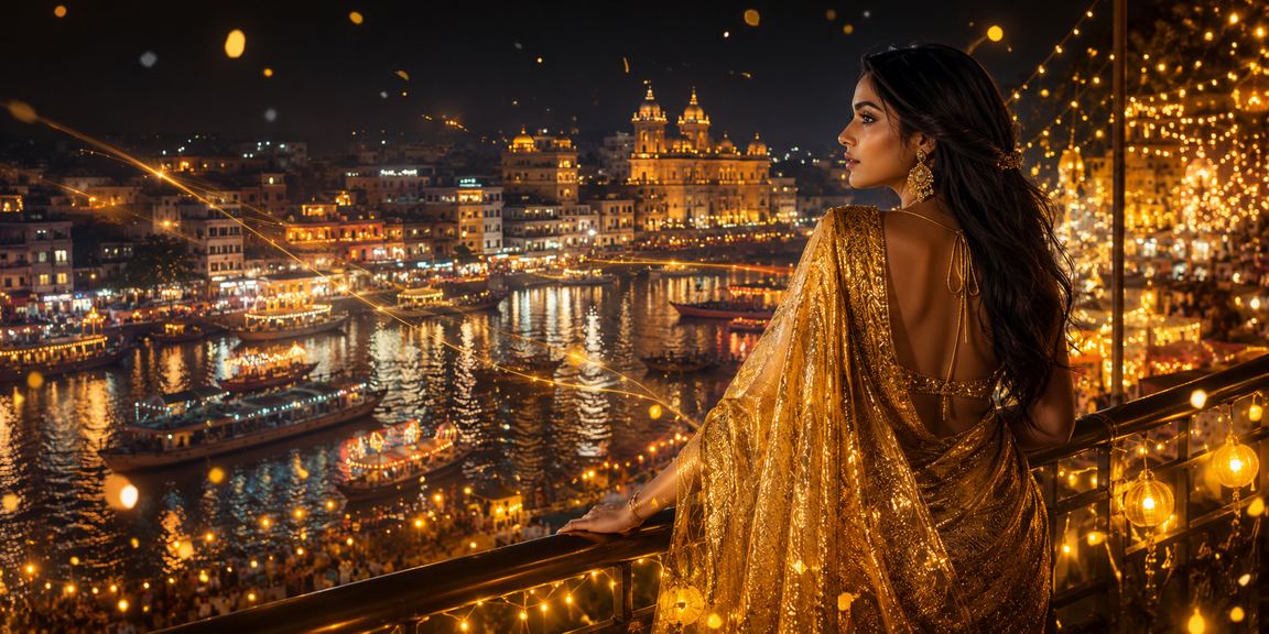 Woman in Rangpur wearing a sari enjoying VIP casino entertainment on mobile